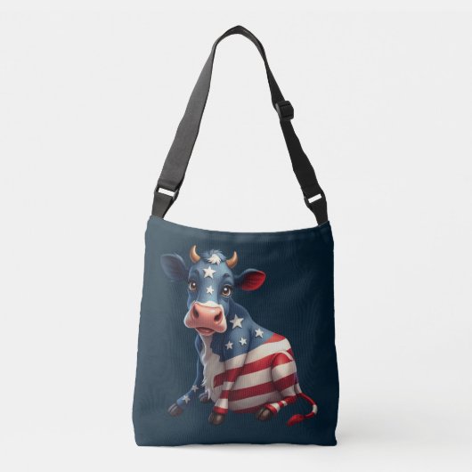 Patriottische Amerikaanse vlag Koe Crossbody Tas (Voorkant)
