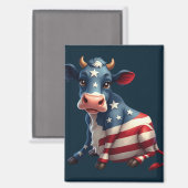 Patriottische Amerikaanse vlag Koe Magneet (Voorkant / Achterkant)