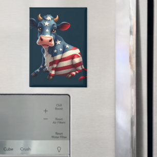 Patriottische Amerikaanse vlag Koe Magneet