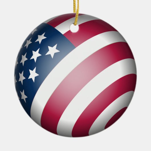 Patriottische Amerikaanse vlag, koel rood wit blau Keramisch Ornament (Voorkant)