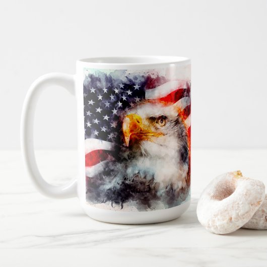 Patriottische Amerikaanse vlag Koffiemok (Met donut)