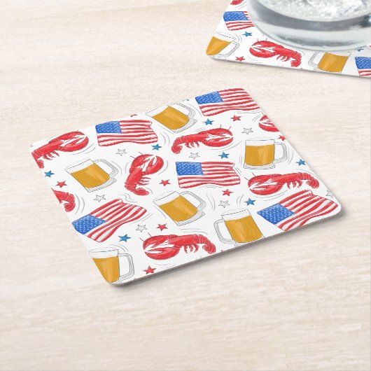 patriottische amerikaanse vlag kreeft bier ster pa kartonnen onderzetters (Schuin)