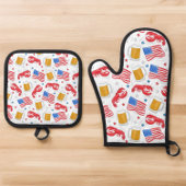 Patriottische Amerikaanse vlag kreeften bieren ste Ovenwant & Pannenlap Set