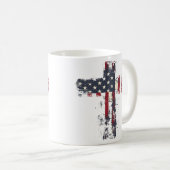 Patriottische Amerikaanse vlag kruis Koffiemok (Voorkant rechts)