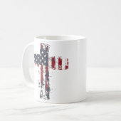 Patriottische Amerikaanse vlag kruis Koffiemok (Voorkant links)