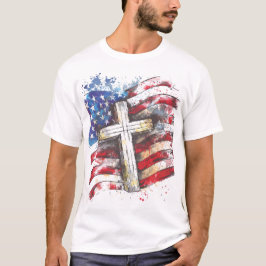 Patriottische Amerikaanse vlag kruis T-shirt