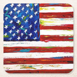 Patriottische Amerikaanse Vlag Kunst Kartonnen Onderzetters