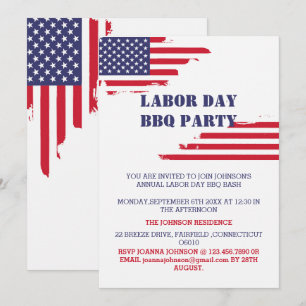 Patriottische Amerikaanse Vlag Labor Day BBQ-feest Kaart
