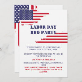 Patriottische Amerikaanse Vlag Labourdag BBQ Party Kaart