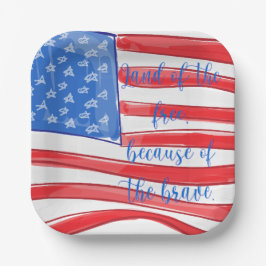 Patriottische Amerikaanse vlag Land van de Vrije Papieren Bordje