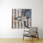 Patriottische Amerikaanse vlag langhoorn schedel T Wandkleed (In Situ (horizontaal))