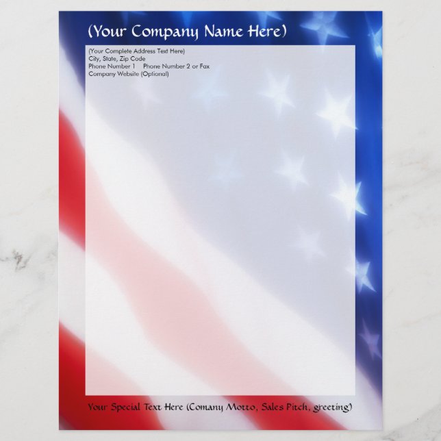 Patriottische Amerikaanse vlag Letterhead Briefhoofd (Voorkant)