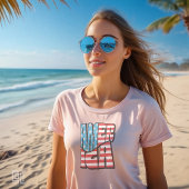 Patriottische Amerikaanse vlag Lettering Vet Ameri T-shirt