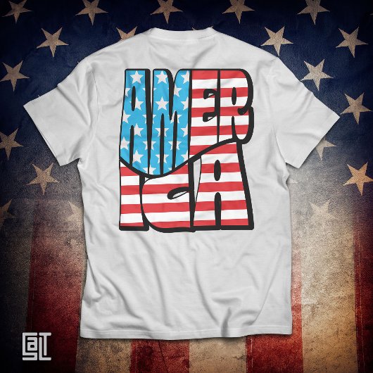 Patriottische Amerikaanse vlag Lettering Vet Ameri T-shirt