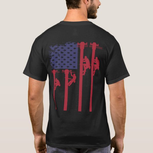 Patriottische Amerikaanse vlag Lineman T-shirt (Achterkant)