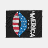 Patriottische Amerikaanse vlag Lippen 4 juli Ameri Fleece Deken (Voorkant (Horizontaal))