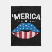 Patriottische Amerikaanse vlag Lippen 4 juli Ameri Fleece Deken (Voorkant)