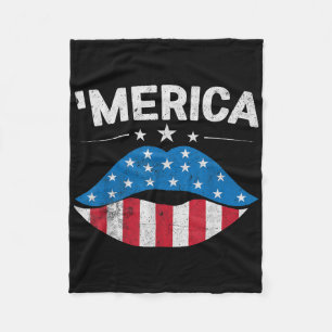 Patriottische Amerikaanse vlag Lippen 4 juli Ameri Fleece Deken
