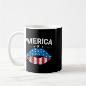 Patriottische Amerikaanse vlag Lippen 4 juli Ameri Koffiemok (Links)