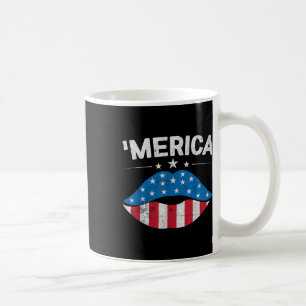 Patriottische Amerikaanse vlag Lippen 4 juli Ameri Koffiemok
