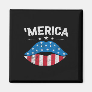 Patriottische Amerikaanse vlag Lippen 4 juli Ameri Magneet