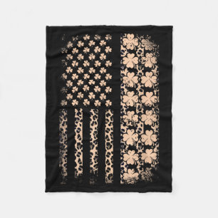 Patriottische Amerikaanse vlag luipaard klaverblad Fleece Deken