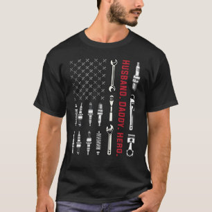 Patriottische Amerikaanse vlag Mechanische pap vad T-shirt