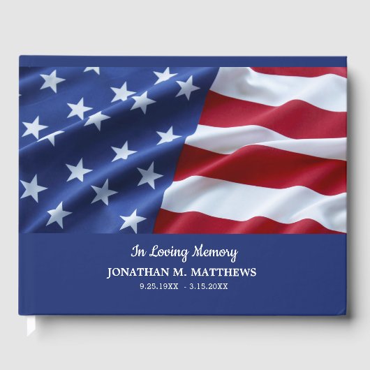 Patriottische Amerikaanse vlag Memorial Photo Fune Gastenboek (Voorkant)