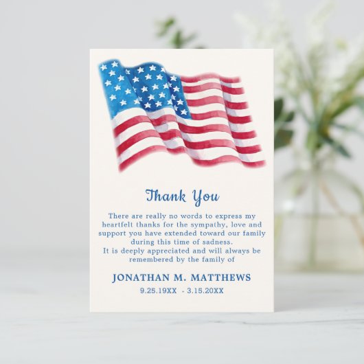 Patriottische Amerikaanse vlag Memorial Veteran be Bedankkaart (Staand voorkant)