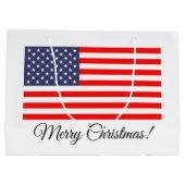 Patriottische amerikaanse vlag Merry kerstcadeauta Large Cadeautasje (Achterkant)