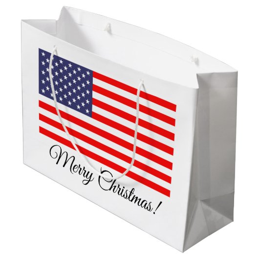 Patriottische amerikaanse vlag Merry kerstcadeauta Large Cadeautasje (Achterkant Gekanteld)