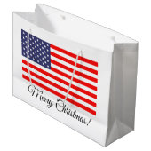 Patriottische amerikaanse vlag Merry kerstcadeauta Large Cadeautasje (Voorkant Gekanteld)