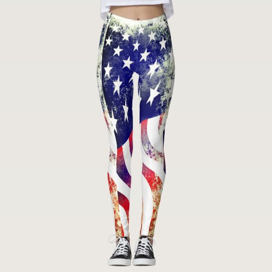 Patriottische Amerikaanse vlag met benauwde vlag Leggings (Voorkant)