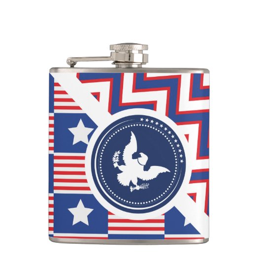 Patriottische Amerikaanse vlag met Eagle Heupfles (Voorkant)