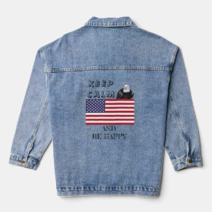 Patriottische Amerikaanse vlag met Kale Adelaar Denim Jacket