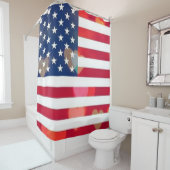 Patriottische Amerikaanse vlag met kleurrijke har Douchegordijn (In situ)