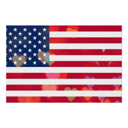  Patriottische Amerikaanse vlag met kleurrijke har Perfect Poster (Voorkant)