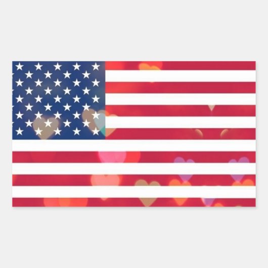  Patriottische Amerikaanse vlag met kleurrijke har Rechthoekige Sticker (Voorkant)