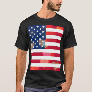  Patriottische Amerikaanse vlag met kleurrijke har T-shirt