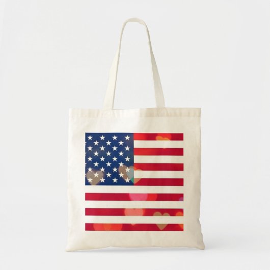  Patriottische Amerikaanse vlag met kleurrijke har Tote Bag (Voorkant)