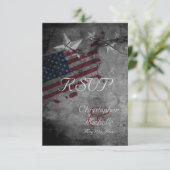 Patriottische Amerikaanse vlag met sterren bruilof RSVP Kaartje (Staand voorkant)