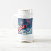 Patriottische Amerikaanse Vlag met Vuurwerk - 4 ju Bierpul (Voorkant links)