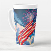 Patriottische Amerikaanse Vlag met Vuurwerk - 4 ju Latte Mok (Linkerhoek)