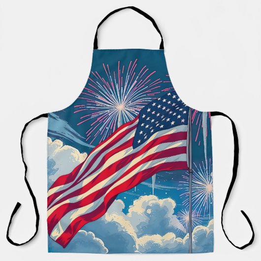 Patriottische Amerikaanse Vlag met Vuurwerk - 4 ju Schort (Voorkant)