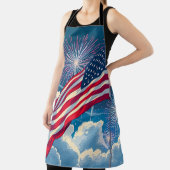 Patriottische Amerikaanse Vlag met Vuurwerk - 4 ju Schort (Insitu)