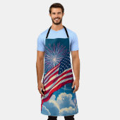 Patriottische Amerikaanse Vlag met Vuurwerk - 4 ju Schort (Gedragen)