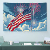 Patriottische Amerikaanse Vlag met Vuurwerk - 4 ju Spandoek (Beurs)