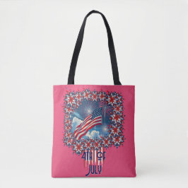 Patriottische Amerikaanse Vlag met Vuurwerk - 4 ju Tote Bag