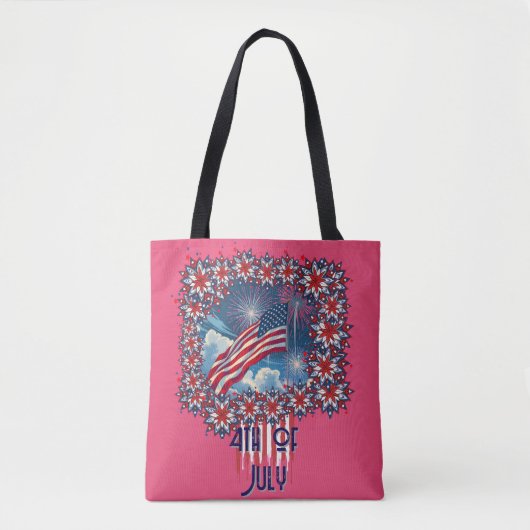 Patriottische Amerikaanse Vlag met Vuurwerk - 4 ju Tote Bag (Voorkant)