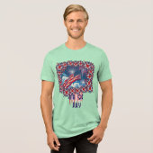 Patriottische Amerikaanse Vlag met Vuurwerk - 4 ju Tri-Blend Shirt (Voorkant volledig)
